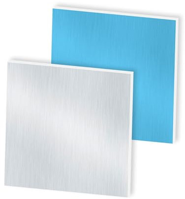 iMeistek Hoja de aluminio 6063 con película protectora en ambos lados, placa de aluminio cuadrada de 80 mm x 80 mm x 2 mm de grosor (2 piezas)