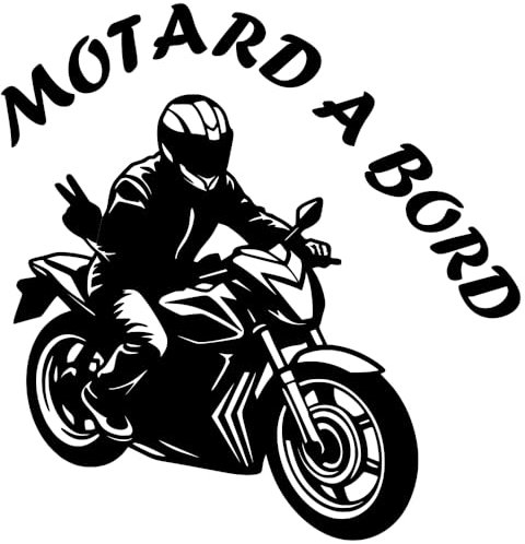 Sticker Autocollant Motard a Bord, Stickers Voiture Motard, Vinyle haute performance pour voiture (1 - noir profond)