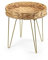 MA MAISON Table Basse Ronde avec Plateau en Osier Pieds dorés - pour Salon Chambre à Coucher, Balcon Patio - Café doré 38x40h cm