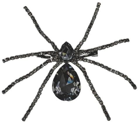 JKQBUX Broche style victorien en nacre et araignée micro pavée - Argenté - Accessoires gothiques pour sacs à dos, 8*8.5cm, Aluminium, Cristal