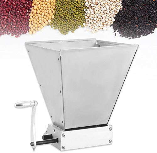 DSYOGX - 4L Manuelle Getreidemühle, Manueller Getreidebrecher Mahlwerk, Verstellbare Mühle Getreidemühle, 2 Rollen Verstellbare Edelstahl Grainmühle Schrotmühle, für Brauen Gerste, Weizen, Silber