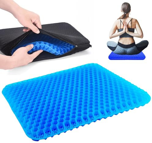 Norhogo Gel-Sitzkissen, Atmungsaktives Dickes Anti-Dekubitus-Gel-Sitzkissen mit rutschfestem Bezug, Großes Gelkissen für Home Office Auto Sitz Rollstuhl, 42x36cm