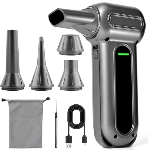 HEROCKX Elektrische Staubgebläse,150000RPM luftgebläse, Wiederaufladbar Druckluftspray Turbo Gebläse mit 4000mAh, Staubgebläse für Computer, Tastatur, Outdoor, Haus und Auto