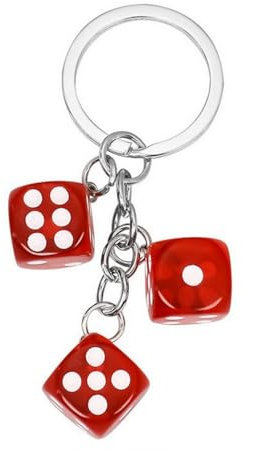 Schlüsselanhänger, Taschenschmuck, Würfel, Rot, Casino, Stahl und Acryl., rot, One size