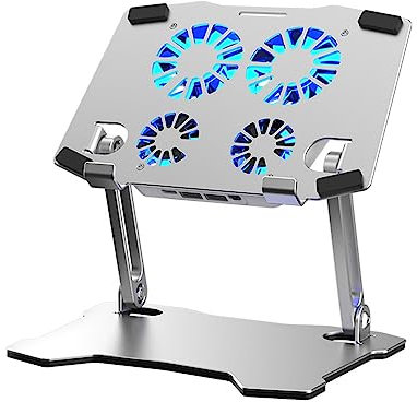 X16 Support pour ordinateur portable avec ventilateurs de refroidissement haute efficacité et design pliable réglable