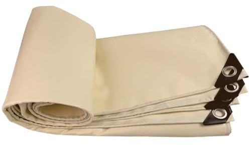 Abdeckplane 2x5m Gewebeplane 400g/m² als Abdeckplane mit Ösen für Gartenmöbel, Pool, Auto, wasserdichte & Reißfeste Schutzplane,LKW Plane(Beige)