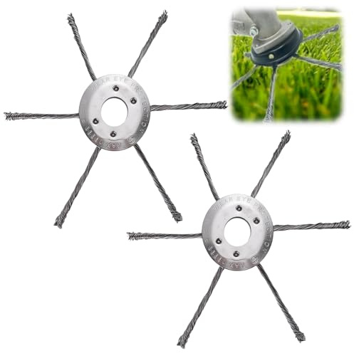 Lot de 2 têtes de débroussailleuse en fil d'acier de 22,9 cm pour désherbeurs à gaz, têtes de débroussailleuse en acier de 22,9 cm, têtes de brosse universelles pour désherbeur de mauvaises herbes