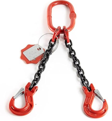 Alfa Logistik Kettengehänge 2-Strängig 6mm x 0,5m - Hochfest Anschlagkette - Krankette Robuste Ausführung - Verzinkte Kette Güteklasse 8, Kette für Kräne mit zwei Gabelkopfhaken