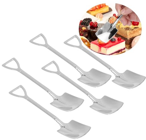 Cucchiai da pala da 5 pezzi, 15.4 * 3.4CMcucchiaio da dessert a forma di pala Cucchiaino da tè in acciaio inossidabile 304 per domestica o ristorante (pala)