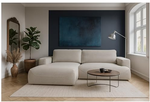 MEBLINI Schlafcouch mit Bettkasten - Ecksofa mit Schlaffunktion - Sofa mit Relaxfunktion und Kissen - Couch L-Form - Eckcouch - Lumiere - 271x195x96cm - Links - Beige Samt