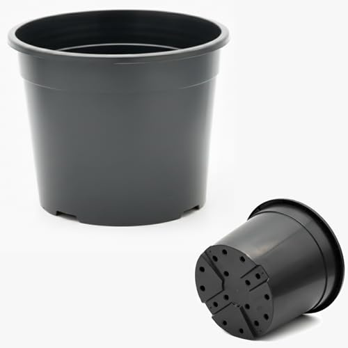 FUTURE GARDENING Black Plastic Plant Pots 0.5L 1L 2L 5L 7.5L 10L 12L 15L – Flower, Nursery & Growing Containers, Reinforced Rim, Extra Drainage – Multi Pack 1–200 (10L, Pack of 10)