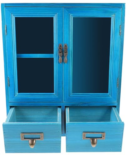 Wandmöbel mit Doppeltüren, 36x31x12,4cm, Blau | Wandschrank für Zuhause, Staubschutz und Wandmontage, mit Beschlägen, für Wohnung und Schlafzimmer