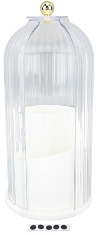 Support rotatif de grande capacité pour pinceaux de maquillage avec couvercle transparent Blanc