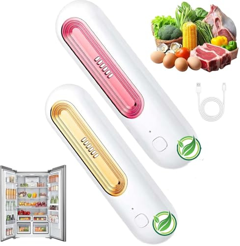 Ozoori Kühlschrank Deodorierer – 2026 Neu Aktiver Luftreiniger & Ionisator für Kühlschrank, Beseitigt Gerüche, Frischt Lebensmittel Länger, Kompaktes Design (Gold+rosa)