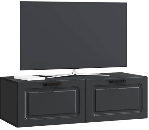 vidaXL Wandmontierter TV-Schrank Schwarz 98 x 41 x 30 cm Holzwerkstoff, Wohnzimmermöbel, moderner TV-Ständer, viel Stauraum, funktionale Medien-Einheit, platzsparendes Design