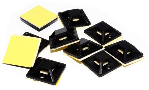 Cable Tie Base 19mm x 19mm Self Adhesive Small Black [10 Pack] [10 Pack : 19mm]
