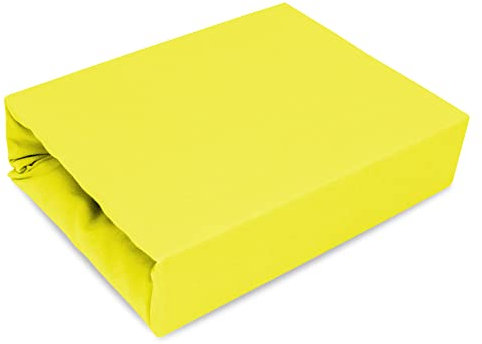 4myBaby GmbH SPANNBETTLAKEN SPANNBETTUCH BETTLAKEN MIT Gummizug 5 GRÖßEN 22 Farben Jersey VON 60x120 cm BIS 90x160 cm (70x160 cm, Zitronengelb)