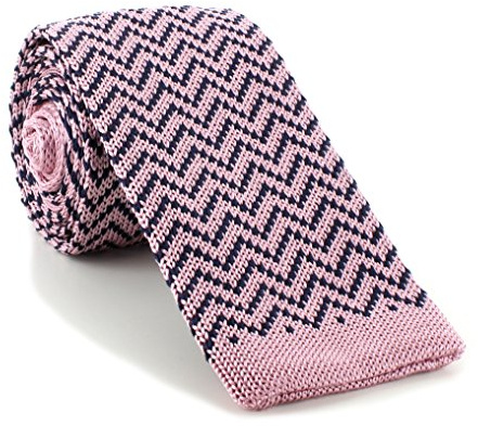 Michelsons of London Rose/Marine Zig Zag soie tricoté Skinny cravate de