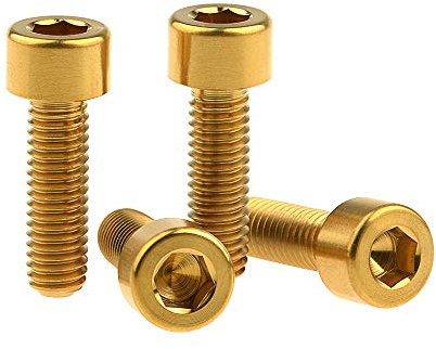 Lot de 4 boulons hexagonaux en titane M6 x 20 mm pour étrier de frein à disque de vélo Doré