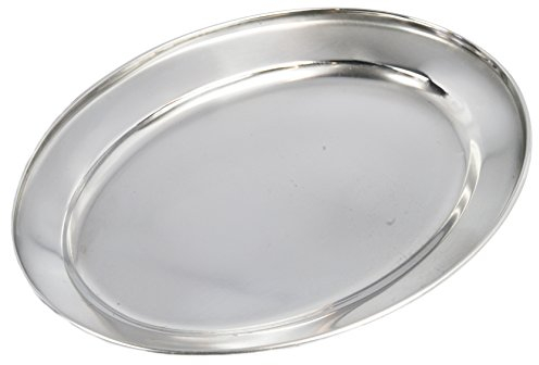 Buckingham Mirror Polish Oval Serving Tray Heavy Gauge Plate Stainless Steel Durable Meat Platter for Restaurant Catering Parties Buffet BBQs (25 Cm), Silver