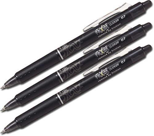 Pilot Frixion Tintenroller, radierbar, Schwarz, 3 Stifte