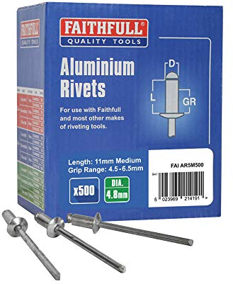 Faithfull Boîte de 500 Rivets Aluminium 5 mm Moyens (Import Grande Bretagne)
