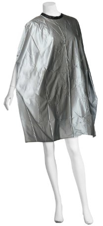 Comair - Frisierumhang Plastique SILBER aus Weichfolie, mit Klettverschluss, wasserdicht