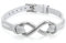 JewelryWe Schmuck Herren Damen Armband, Infinity Zeichen Charm Armreif, Leder Echtleder Edelstahl, Weiss Silber