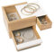 Umbra Stowit Mini Design Schmuckkasten – moderne Schmuck Box mit Geheimfächern für Ringe, Armbänder, Uhren, Halsketten, Ohrringe und Accessoires, Holz / Metall, Weiß / Natur, Klein