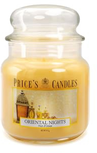 Price's Oriental Nights Duftkerze im Glas, mittelgroß, süßer, köstlicher, hochwertiger Duft, langanhaltender Duft, bis zu 90 Stunden Brenndauer