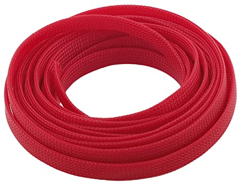Othmro PET Cable Wire Wrap Braided Expandable Sleeving Cable High Temperature Electrical Wire Sleeve 5mx10mm Red 1pcs