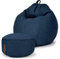 Green Bean 2er Set Indoor XXL Sitzsack + Hocker mit EPS-Perlen Füllung - Fußhocker Fußkissen Sitz-Pouf Bodenkissen Liegekissen Sitzkissen Lounge Chair Sitzhocker Relax-Sessel Bean Bag Dunkelblau Navy