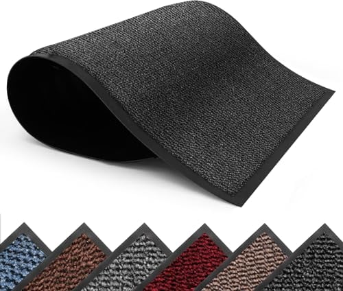 BLADO Door Mat Barrier Mat Non Slip Rubber Mats Washable Heavy Duty | Floor Mats Kitchen Rugs Dirt Trapper Doormat Entrance Rug Shoes Scraper Super Absorbent Carpet (40cm x 60cm, Anthracite)