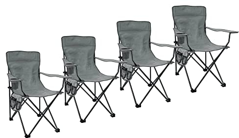 Stagecaptain CSB-5282 Chiller Campingstuhl 4X Set - Faltbar mit Getränkehalter & Seitentasche – Klappbarer Campingsessel mit Tragetasche für Camping, Festival, Garten & Strand - Wasserfestes Material