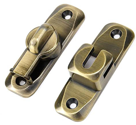 Faotup 1Pcs Antique Brass 90 Degree Barn Door Latch Lock Heavy Duty Sliding Door Latch Metal Door Lock Latch for Garage