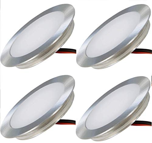 ETT Distribution GmbH LED Einbauspots 12V Ultra flach 4 x 0.5W Wandeinbauleuchten Tom 3000K Rund IP67 Bodeneinbaustrahler Trittfest Begehbar Lochausschnitt: 46mm