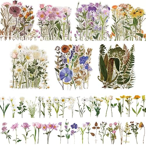 BDSHUNBF 280 Stück Blumen Aufkleber, Scrapbook Aufkleber, Vintage Aufkleber, Pflanze Aufkleber, für Scrapbooking Fotoalbum Sammelalbum Selbstklebend Notizbuch Tagebuch Laptops