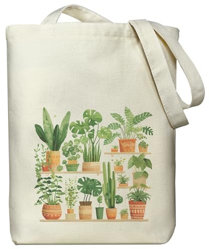 itgowisa Plant Lover Canvas Tote Bag with Zipper and Pocket