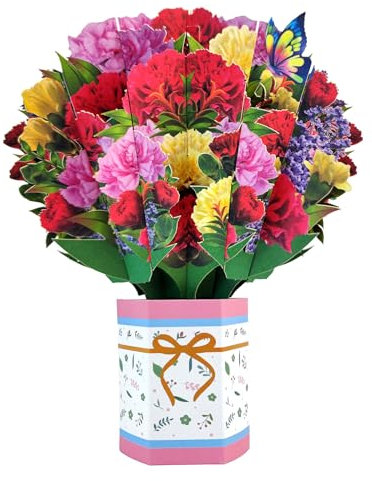 scicent Dankeskarten Pop-Up Blumenkarte Blumenkorb 3D Geschenkkarte zum Geburtstag als Gutschein oder für ein Geldgeschenk Blumen Klappkarte mit Umschlag - 20546