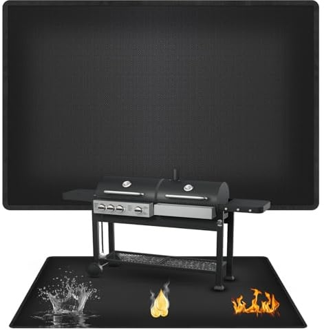 Biamaleu Feuerfeste Unterlage, Hitzeschutzmatte, 100x150 cm Grill Matten | Antihaft-Material Bodenschutzmatte, Bodenmatte Feuerstellenmatte Outdoor BBQ Matte für Gasgrill Holzkohlegrill