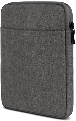moex eBook Hülle für Amazon Kindle Paperwhite 2024 Tasche mit Reißverschluss und Fach für Zubehör, Stoff E-Reader Sleeve weich Gepolstert, Schutzhülle Minimalistisch Dash Case, Dunkelgrau