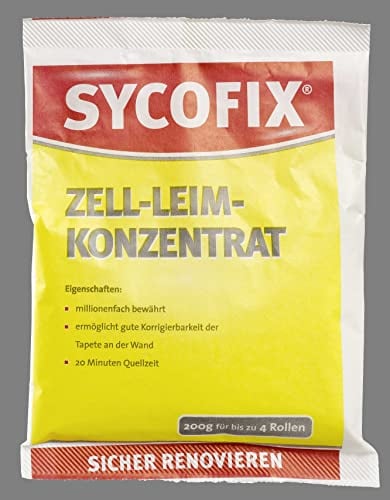 SYCOFIX Zell Leimkonzentrat, Umweltfreundlicher Kleister für Raufaser Papier und anderen leichten Tapeten, Pulver