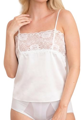 Camille Lace Camisole Top for Women | Elegant Women's Fitted Cami Vest with Adjustable Straps & Floral Trim, Stylish Modesty Panel for Low-Cut Dresses or Shirts