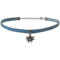 Trachtenkette für Dirndl oder Trachtenkleid Samt Kropfband Samtband Edelweiß mit Swarovski-Elements Dirndlkette Trachten-Kette elastisch Halsband Halskette Damen, Farbe:hellblau