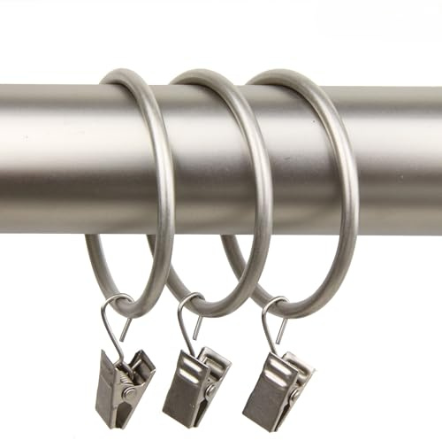 Rod Desyne 2 inch Curtain Rings w/Clip - Satin Nickel