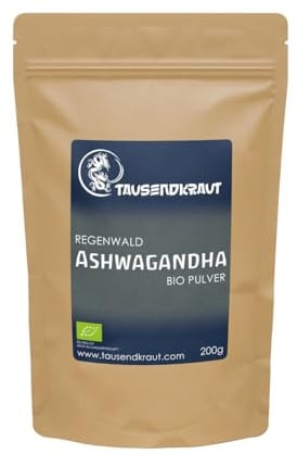 Ashwagandha Pulver BIO (200g) Superfood [Withania somnifera, Ayurveda] Tausendkraut