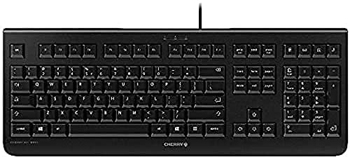 CHERRY KC 1000, Kabelgebundene Tastatur, EU-Layout (QWERTY), Plug & Play über USB-Anschluss, Flaches Design, Flüsterleiser Tastenanschlag, Schwarz