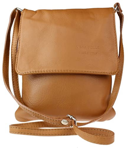 Girly Handbags Sac bandoulière en cuir véritable Vera Pelle pour femme Sac messager Holiday Bronzer
