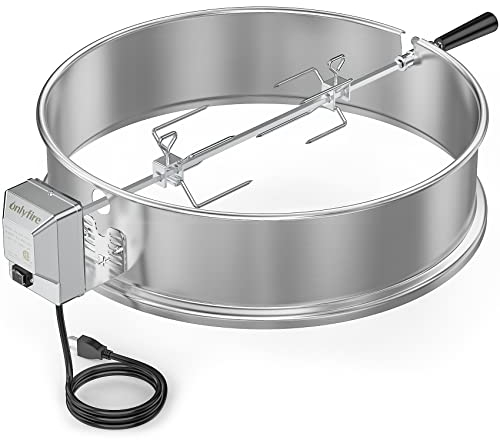 onlyfire 22-12-Inch Stainless Steel Charcoal Kettle Rotisserie Ring Kit for Weber Char Broil Masterbuilt and Other Models, Stainless Steel