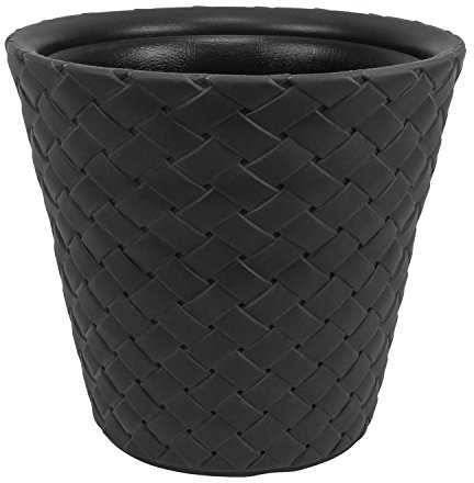 Prosperplast Pot de Fleurs Massif Anthracite Matuba en Plastique Style rotin 60 cm